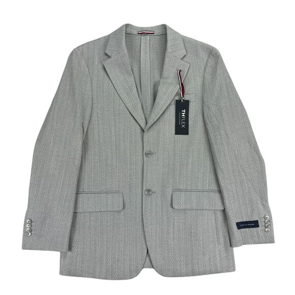 Tommy Hilfiger Mens TH Flex Gene Modern Fit Herringbone Sport Coat Gray 36S - Picture 1 of 5